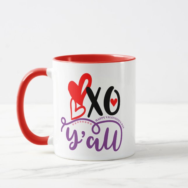 XO Coeurs Valentines Jour Café Conception Mug (Gauche)