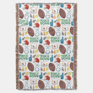 XO Football Season Touchdown First Down Tailgate Throw Blanket