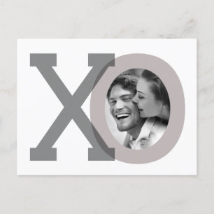 XO Grey Wedding Save Date Photo Postcard