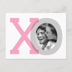 XO Gris rose Mariage Enregistrer Date Photo Carte 