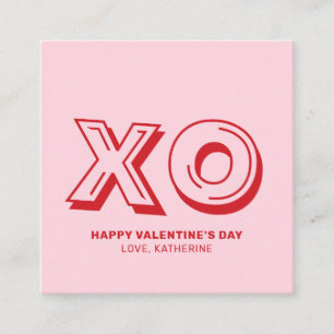 XO Happy valentine's Day pink red modern custom Enclosure Card