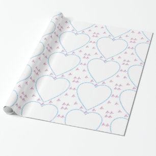 XO Heart Frame Blue and Purple Wrapping Paper