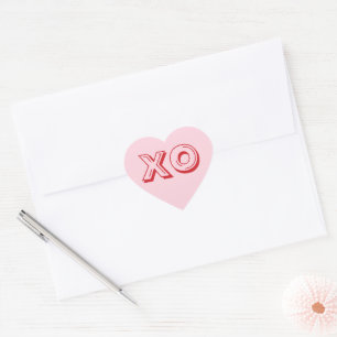 XO kisses and hugs pink red modern typography Heart Sticker