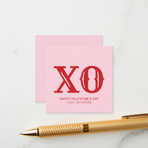 XO pink and red typography cute valentine's Day Enclosure Card