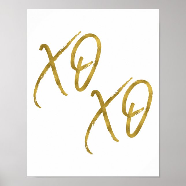 XO XO Hugs and Kisses Love Faux Gold Foil Poster (Devant)