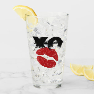 XO XO kiss me retro Glass / Fun Party drinks
