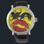 XO XO kiss me retro Watch / Fun Party fashion<br><div class="desc">Watch: Classic retro fashion watch with kissing red lips and text "XO" kiss me. Text can be customized to any other letters,  monogramm letters. Be fabulous - fun party watch,  secret Santa / night out</div>