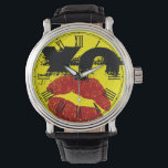 XO XO kiss me retro Watch / Fun Party fashion<br><div class="desc">Watch: Classic retro fashion watch with kissing red lips and text "XO" kiss me. Text can be customized to any other letters, monogramm letters. Be fabulous - fun party watch, secret Santa / night out</div>