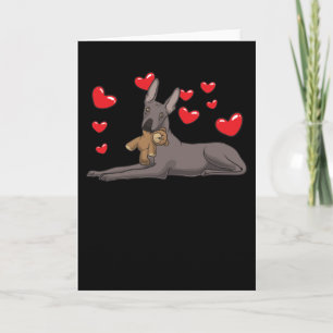 Xoloitzcuintle Dog With Stuffed Animal And Hearts Card
