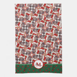 Xoloitzcuintle Pattern Monogram Christmas Dog Kitchen Towel