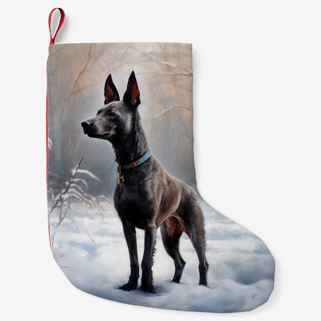 Xoloitzcuintli Let It Snow Christmas Small Christmas Stocking (Front)
