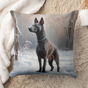 Xoloitzcuintli Let It Snow Christmas Throw Pillow