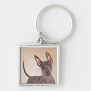 Xoloitzcuintli Painting - Cute Original Dog Art Keychain