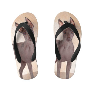 Xoloitzcuintli Painting - Cute Original Dog Art Kid's Flip Flops
