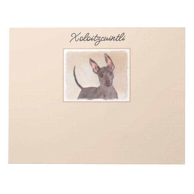 Xoloitzcuintli Painting - Cute Original Dog Art No Notepad (Front)