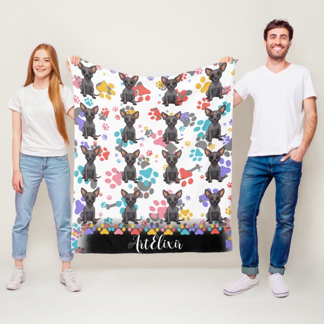 Xoloitzcuintli Paws Print  Fleece Blanket (In Situ)