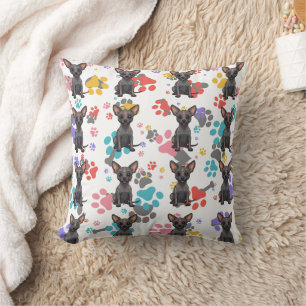 Xoloitzcuintli Paws Print Throw Pillow