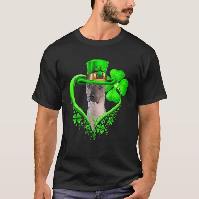 Xoloitzcuintli St Patricks Day Irish Shamrock Dog T-Shirt (Front)