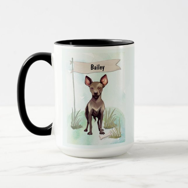 Xoloitzcuintli Watercolor Personalized Dog Mug (Left)