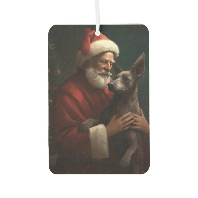 Xoloitzcuintli With Santa Claus Festive Christmas Air Freshener (Front)