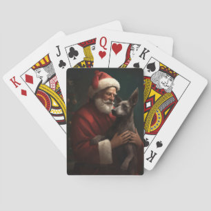 Xoloitzcuintli With Santa Claus Festive Christmas Playing Cards