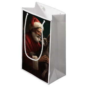 Xoloitzcuintli With Santa Claus Festive Christmas Small Gift Bag