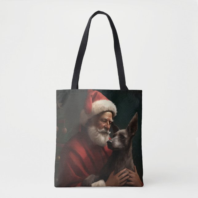 Xoloitzcuintli With Santa Claus Festive Christmas Tote Bag (Front)