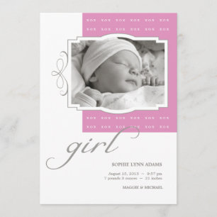 XOX Girl Custom Photo Faire-part de naissance
