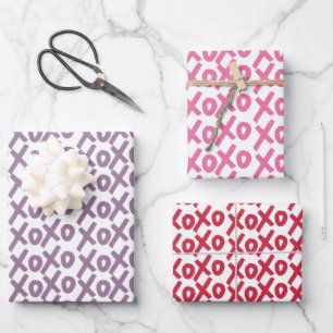 XOXO Aesthetic Purple, Pink, Red Love Preppy Wrapping Paper Sheet