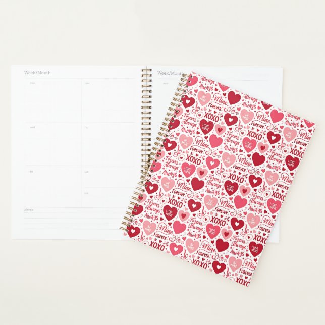 XOXO & Always Be Mine Pink Red Planner (Display)