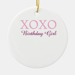 Xoxo birthday girl name pink mauve simple love ceramic ornament