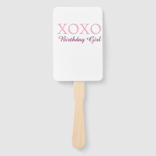 Xoxo birthday girl name pink mauve simple love  hand fan