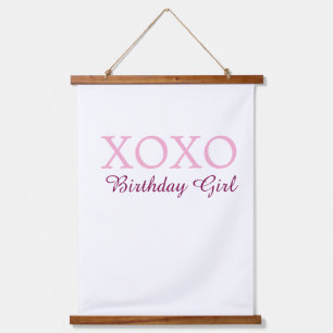 Xoxo birthday girl name pink mauve simple love hanging tapestry