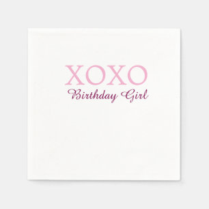 Xoxo birthday girl name pink mauve simple love  napkin