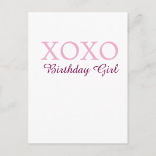 Xoxo birthday girl name pink mauve simple love  postcard