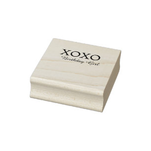 Xoxo birthday girl name pink mauve simple love rubber stamp