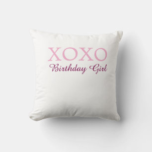Xoxo birthday girl name pink mauve simple love  throw pillow