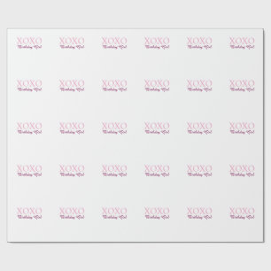 Xoxo birthday girl name pink mauve simple love wrapping paper