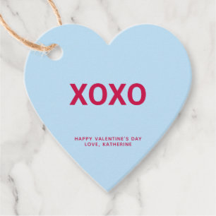 XOXO blue heart fun cute Valentine's Day custom Favour Tags