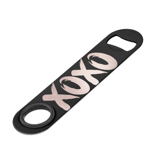 XOXO Blush Pink | Hand Lettered Brush Script Bar Key (Front Angled)