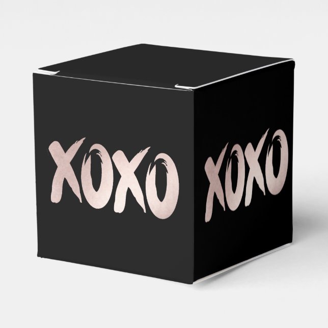 XOXO Blush Pink | Hand Lettered Brush Script Favor Box (Front Side)