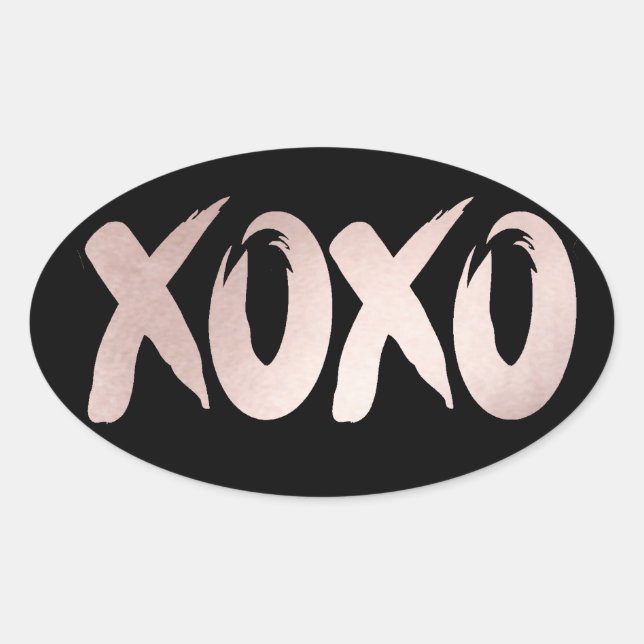 XOXO Blush Pink | Hand Lettered Brush Script Oval Sticker (Front)