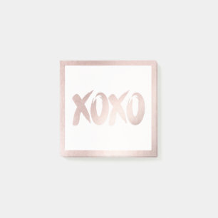 XOXO Blush Pink Modern Brushstroke Calligraphy Post-it Notes