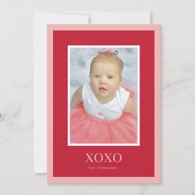 XOXO Bold Frame Valentine’s Day Photo Card (Front)