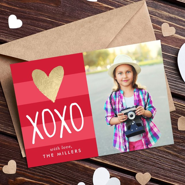 XOXO Color Block Valentine's Day Photo Card (Creator Uploaded)
