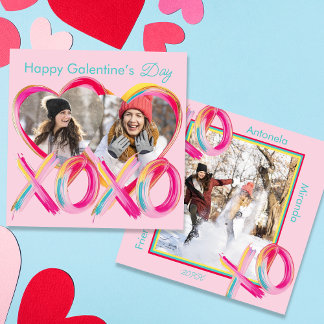 XOXO Colorful Galentine’s Day Custom Photo  Holiday Card