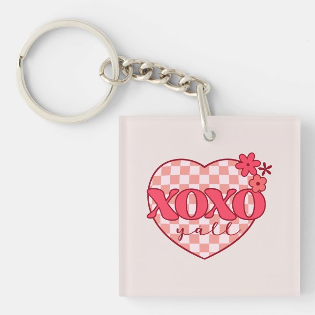 XOXO | Cute & Loving Pink Heart Keychain (Front)
