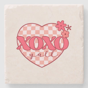 XOXO   Cute & Loving Pink Heart Stone Coaster