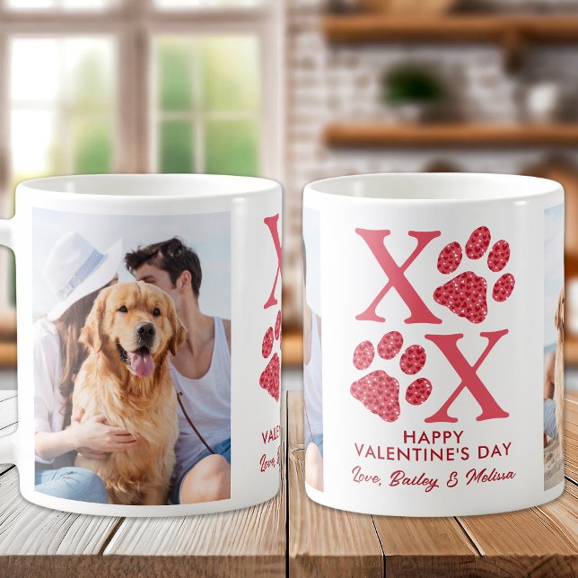 XOXO Cute Pet Dog 2 Photo Valentines Day Coffee Mug (Creator Uploaded)