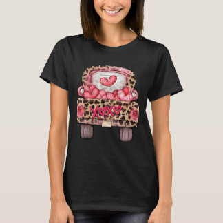 XOXO Cute Pink Heart Leopard Truck Happy Valentine T-Shirt